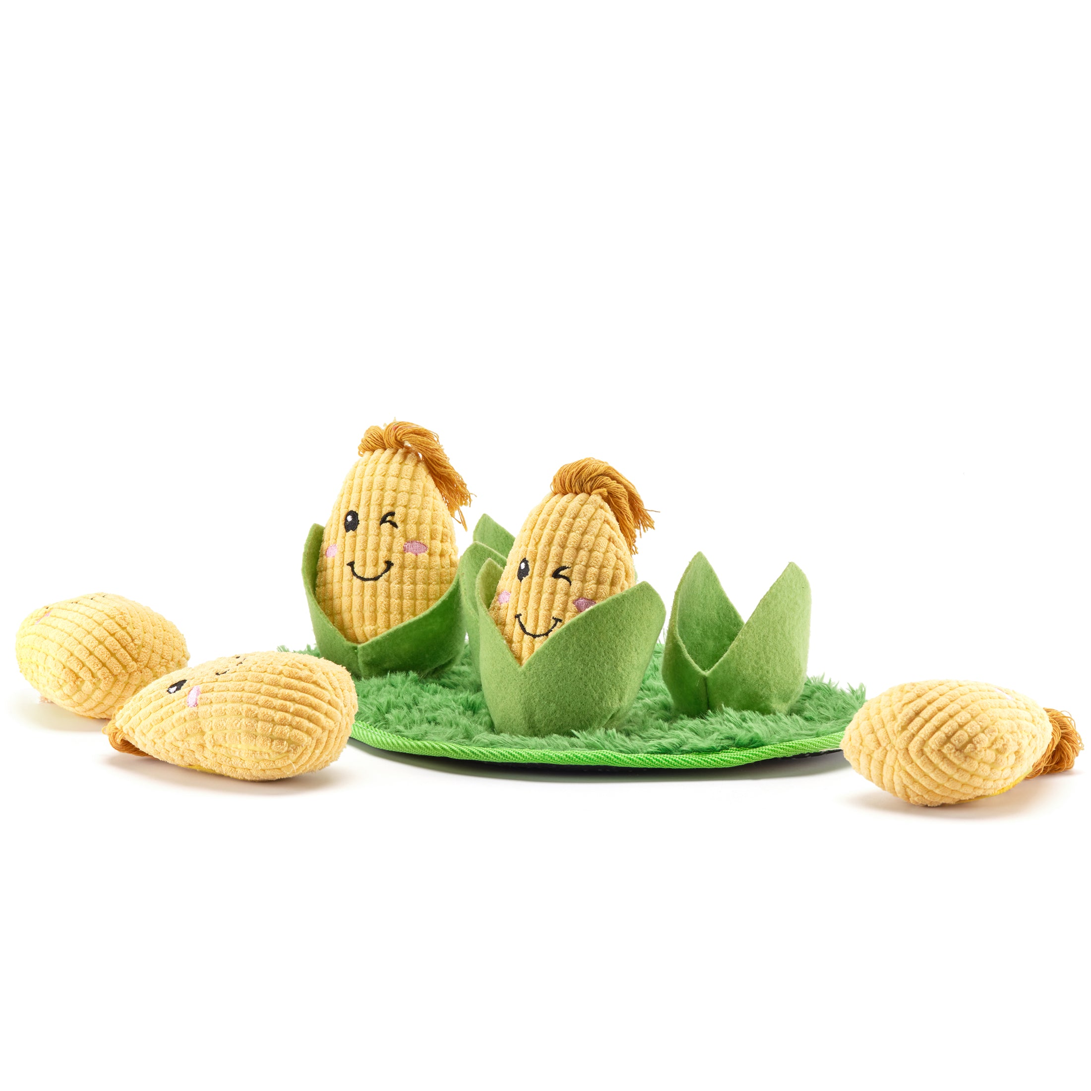 Close-up of the Corn Maze Snuffle Toy's vibrant colors and intricate snuffle patterns, designed to engage and entertain dogs during playtime.